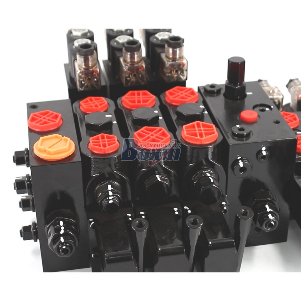 Solenoid Operated 6 Spool Hydraulic Sectional Valve DCV100E DCV58 detail image